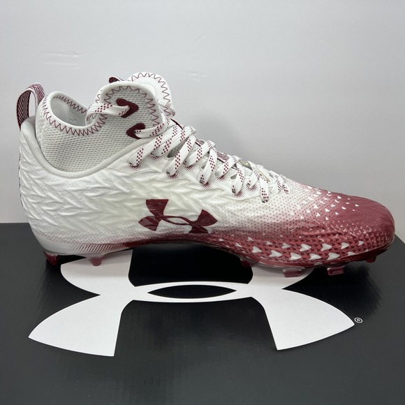 Under Armour Men's 11 Spotlight Clone 3.0 MC Football Cleats 3026334-107 WHT/RED - Picture 7 of 12